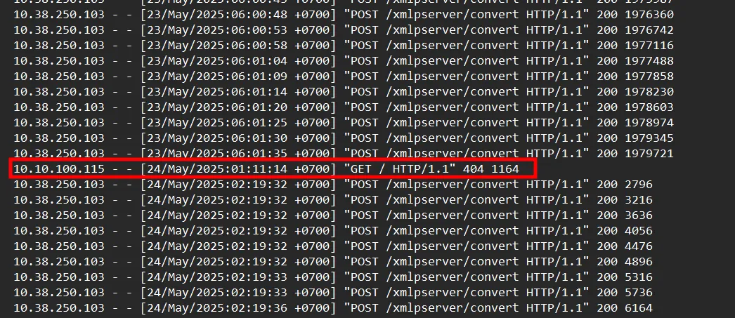 GET request in access log
