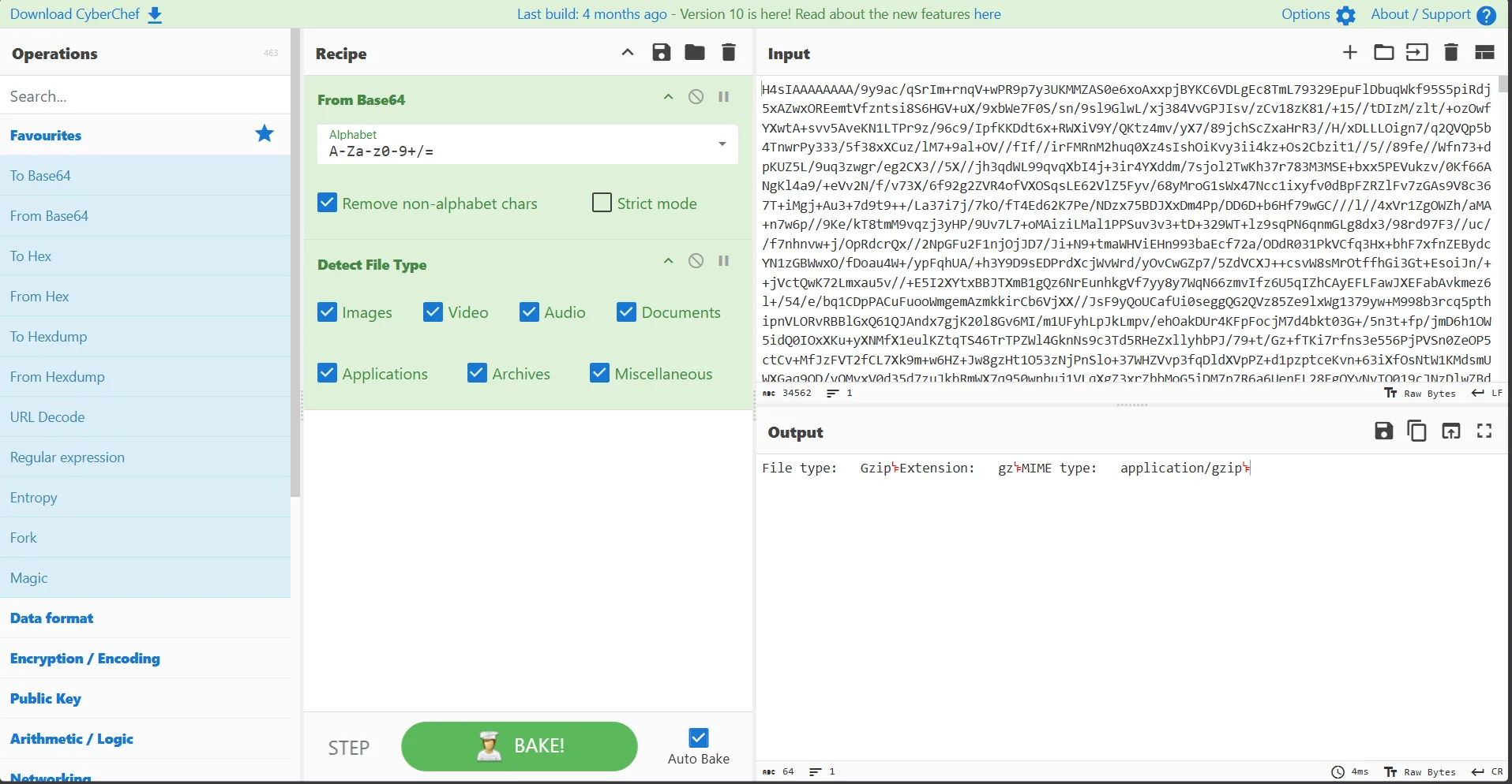 Decoded Gzip file header