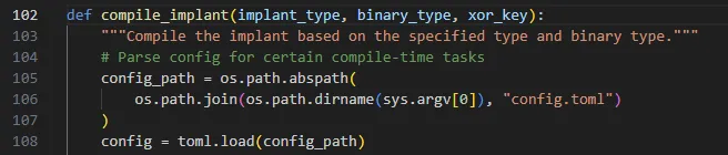 Nimplant code loading config file